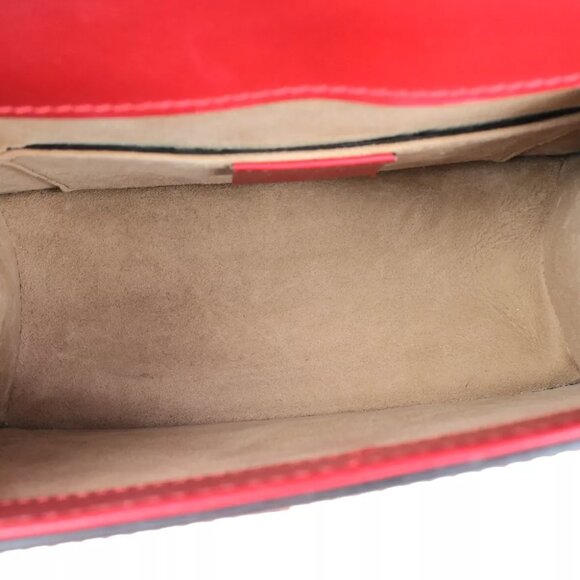 GUCCI Logo Mini Sylvie Sherry 2Way Shoulder Hand Bag Leather Red GHW 53RK113 - Picture 15 of 16
